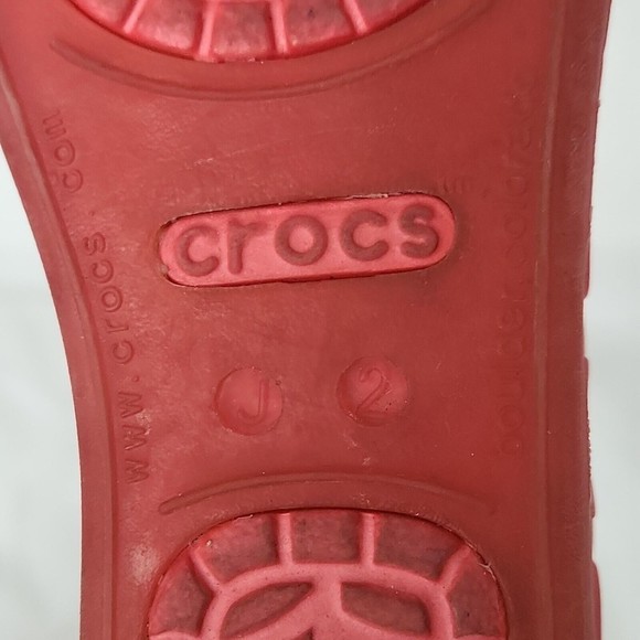 Crocs Adrina Jelly Ballet Flats pink floral Youth 2 Peep Toe Cut Out - Picture 7 of 7